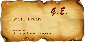 Grill Ervin névjegykártya